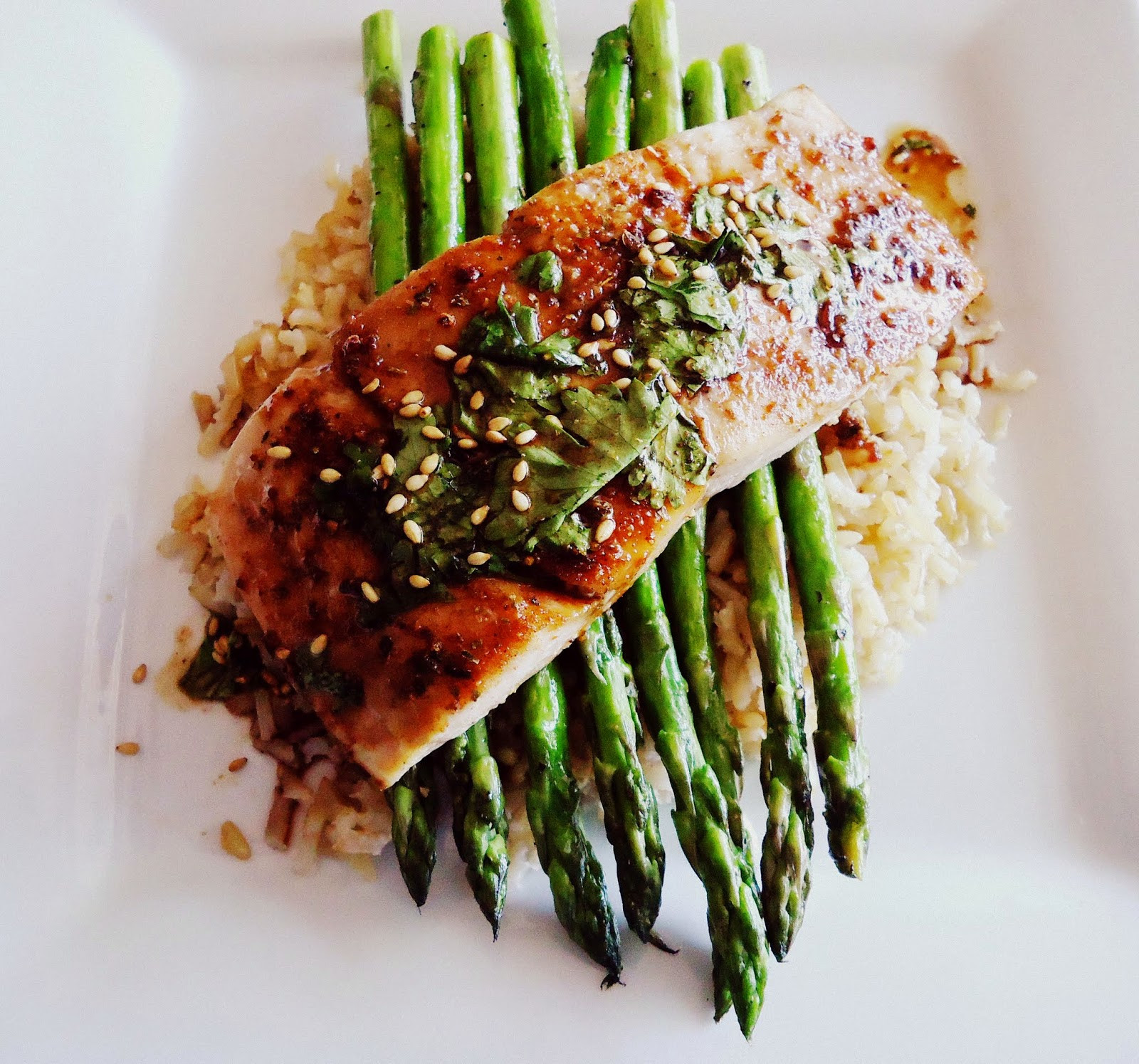 Asparagus And Salmon
 Foo & Fabulous Asian Glazed Sesame Salmon with