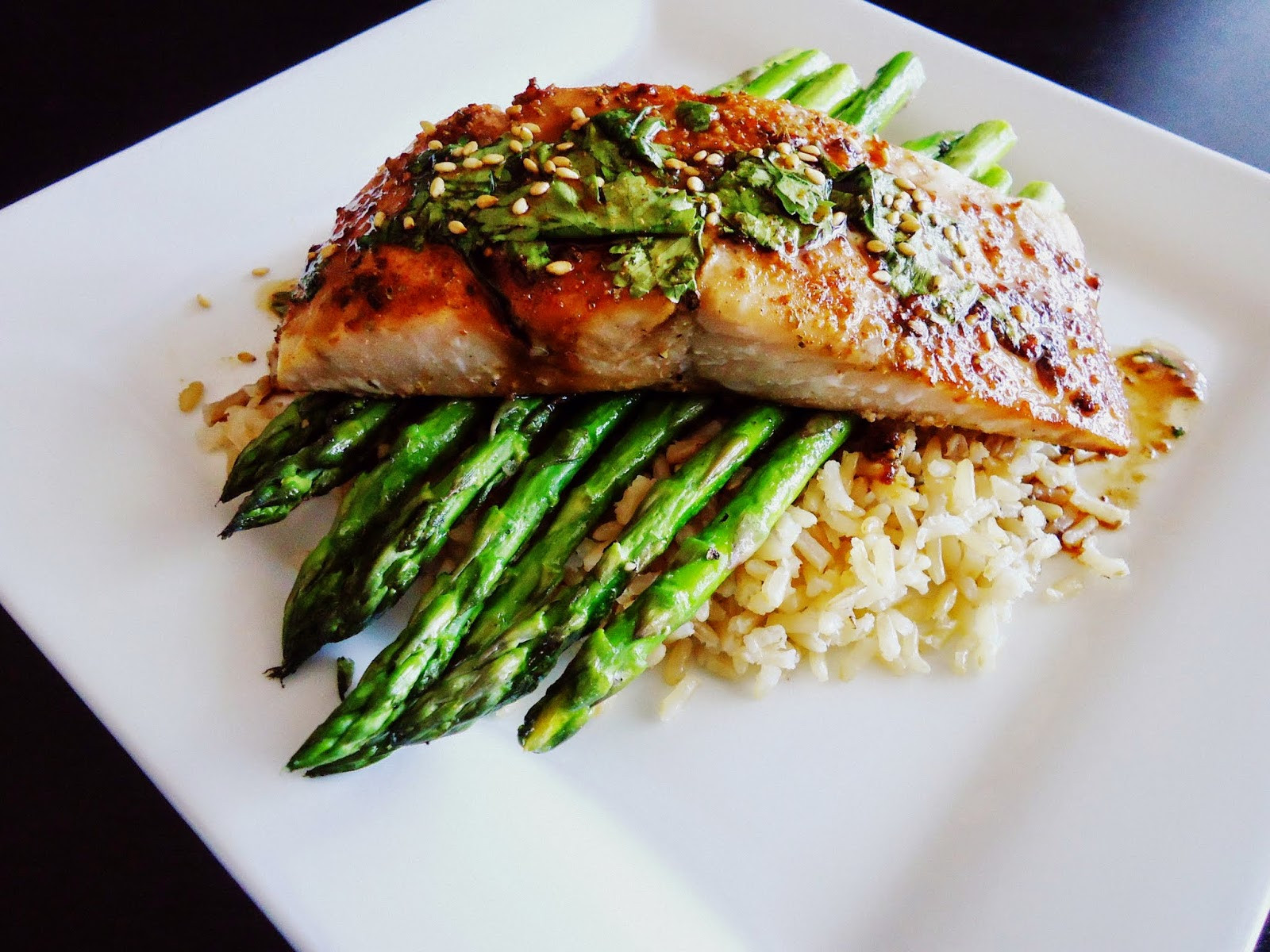 Asparagus And Salmon
 Foo & Fabulous Asian Glazed Sesame Salmon with