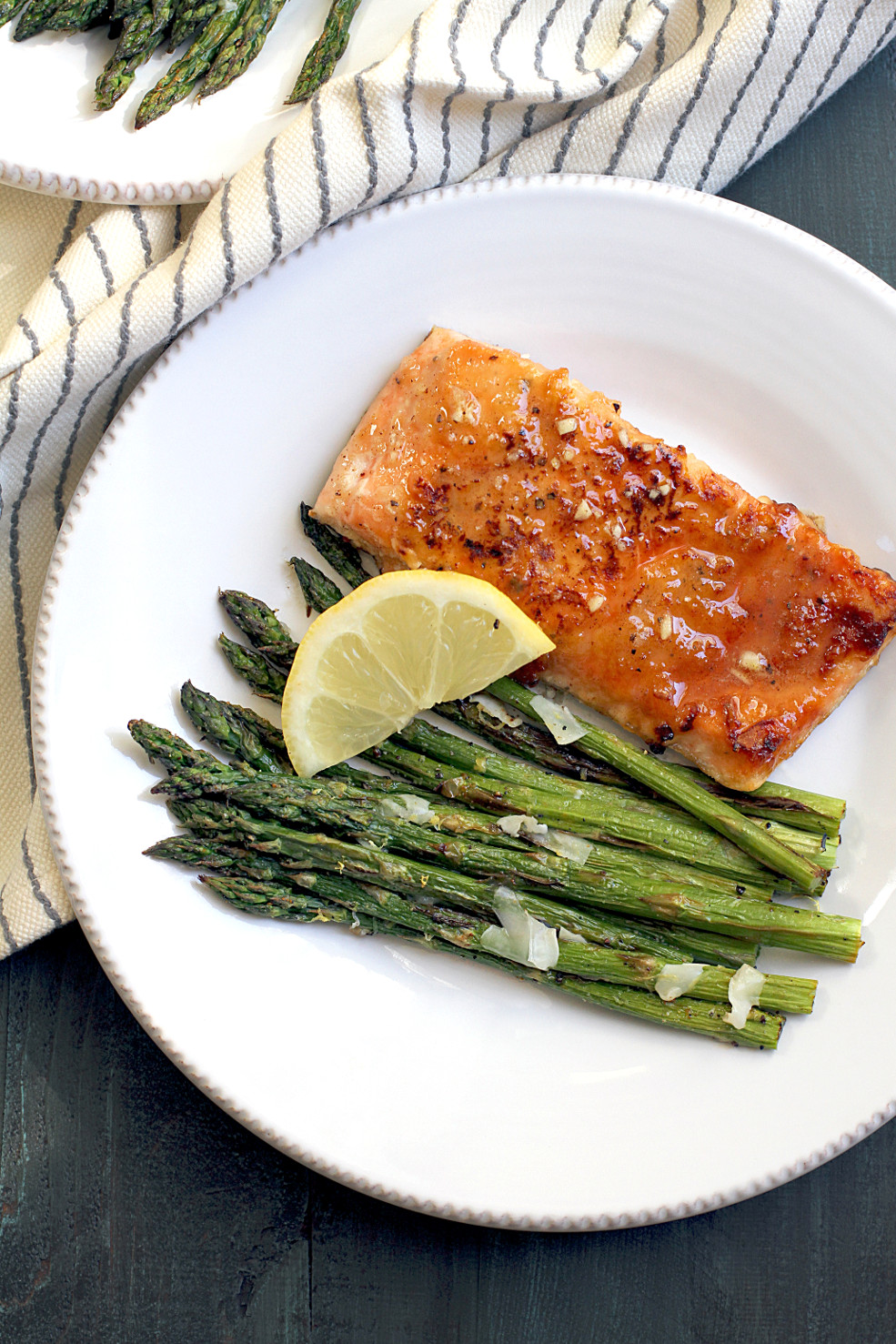 Asparagus And Salmon
 Honey Glazed Salmon with Broiled Asparagus Two of a Kind