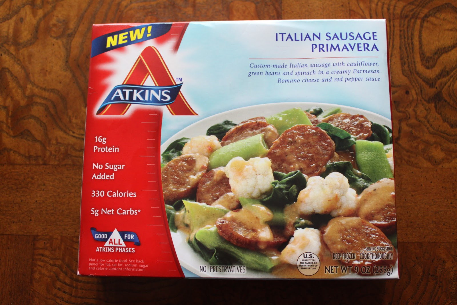 Atkins Frozen Dinners
 Atkins Frozen Meal Review – Italian Sausage Primavera