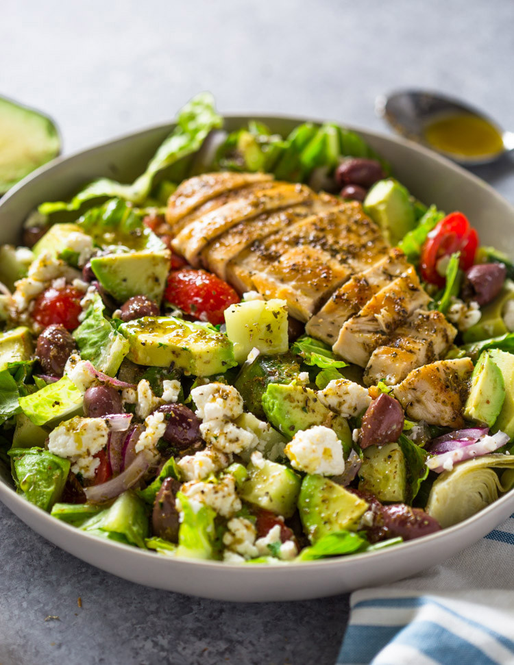 Avacado Chicken Salad
 Greek Avocado & Grilled Chicken Salad with Greek Dressing