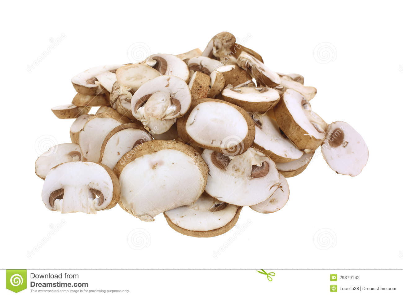 Baby Bella Mushrooms
 Sliced Baby Bella Mushrooms White Stock Image