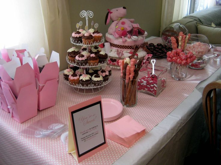 Baby Shower Dessert Bar
 Pink baby girl shower dessert bar