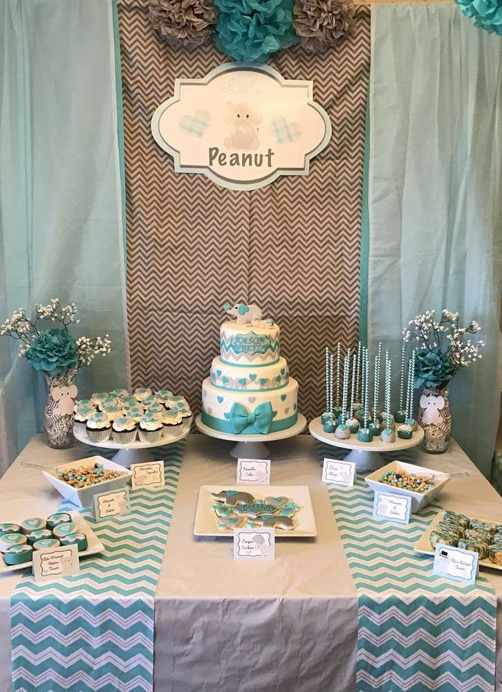 Baby Shower Dessert Table For Boy
 Elephant Baby Shower Party Ideas 1 of 35