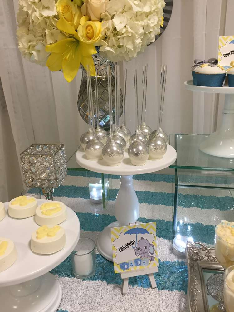 Baby Shower Dessert Table For Boy
 Glam Elephant Baby Shower Baby Shower Ideas Themes Games