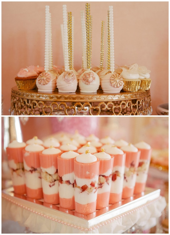 Baby Shower Desserts
 Whimsical Pink and Gold Baby Shower Pretty My Party