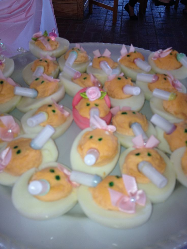 Baby Shower Deviled Eggs
 Baby shower it s a girl deviled eggs