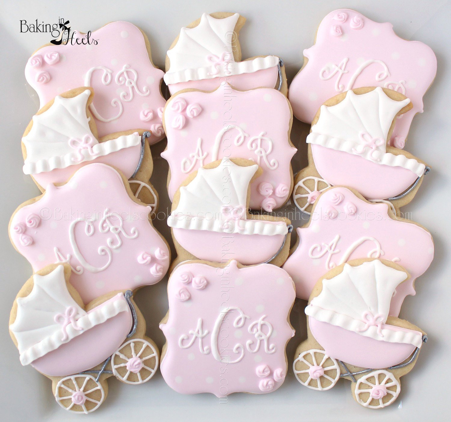 Baby Shower Sugar Cookies
 Baby Carriage Baby Shower Cookies Monogram Cookies It s