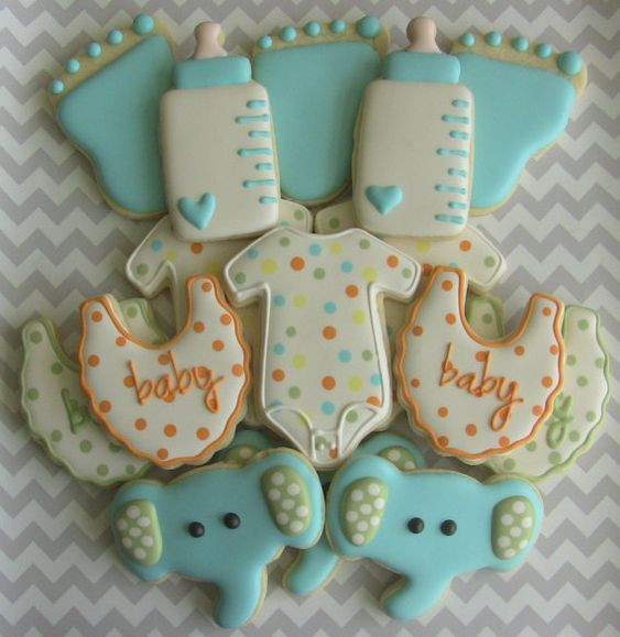 Baby Shower Sugar Cookies
 Elephant Baby Shower Cookies