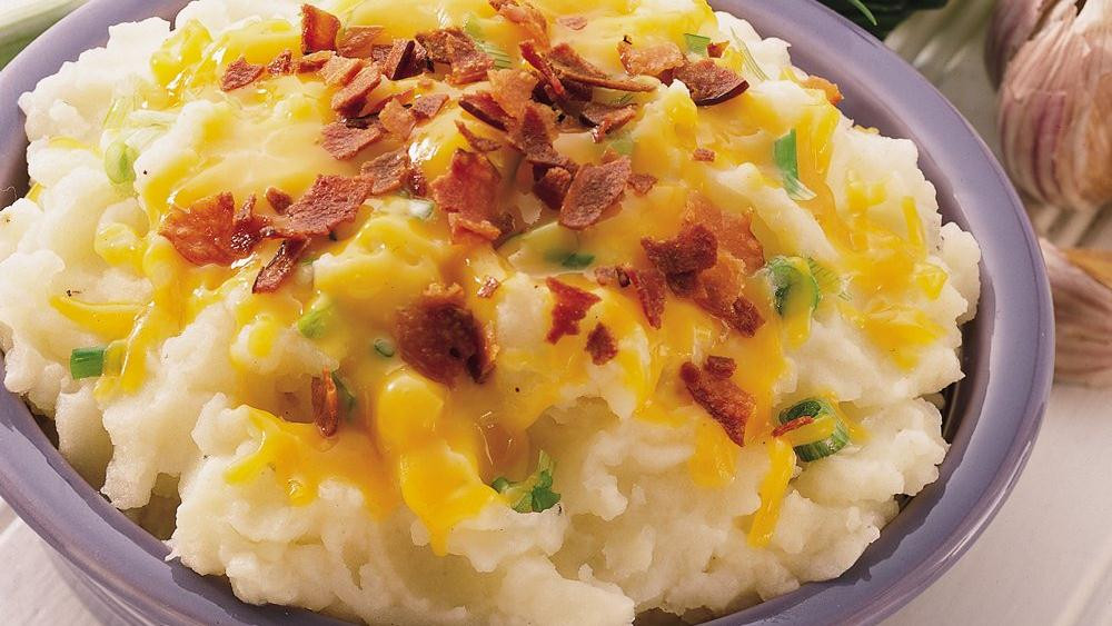 Bacon Mashed Potatoes
 Cheddar Bacon and ion Mashed Potatoes recipe from