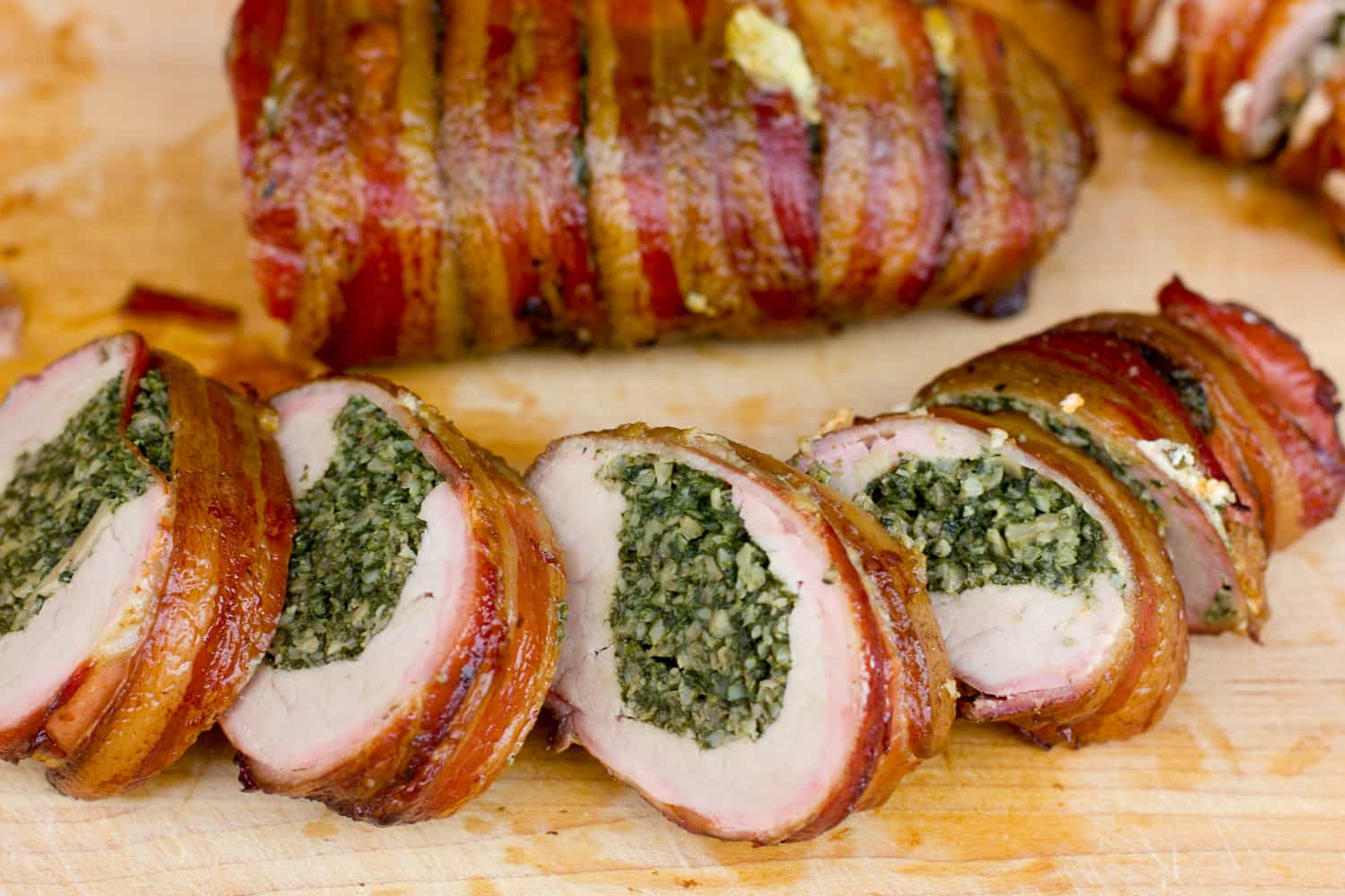 Bacon Wrapped Smoked Pork Loin
 Smoked Pork Tenderloin Stuffed with Spinach and Mushrooms