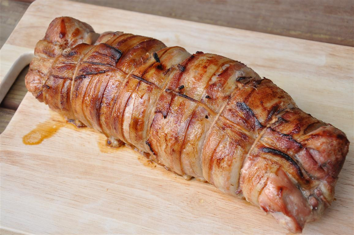 Bacon Wrapped Smoked Pork Loin
 Bacon Wrapped Pork Tenderloin with Apple Chutney Stuffing