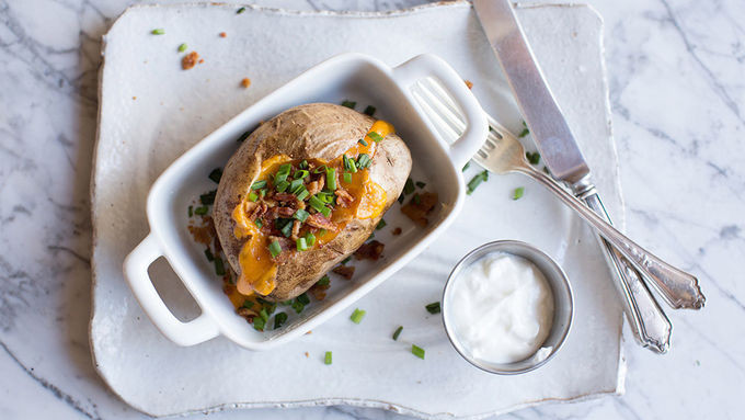 Bake Potato In Microwave
 Microwave Loaded Baked Potato recipe from Tablespoon