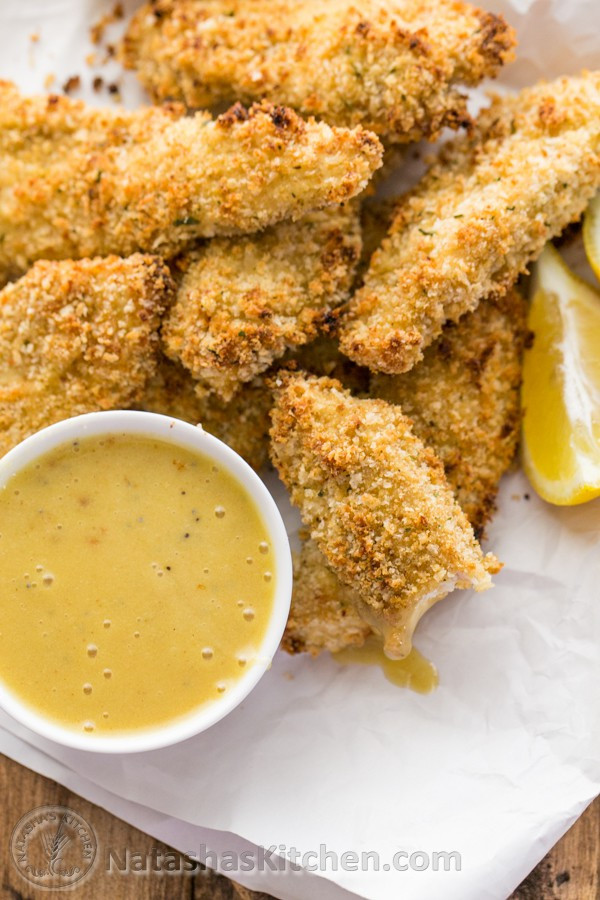 Baked Breaded Chicken Tenders
 Baked Breaded Chicken Strips Recipe with Honey Mustard Dip