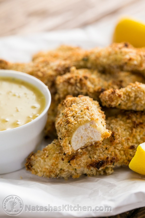 Baked Breaded Chicken Tenders
 Baked Breaded Chicken Strips Recipe with Honey Mustard Dip