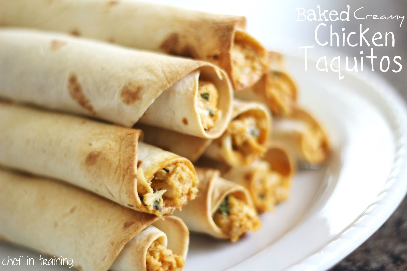 Baked Chicken Taquitos
 Baked Creamy Chicken Taquitos Chef in Training