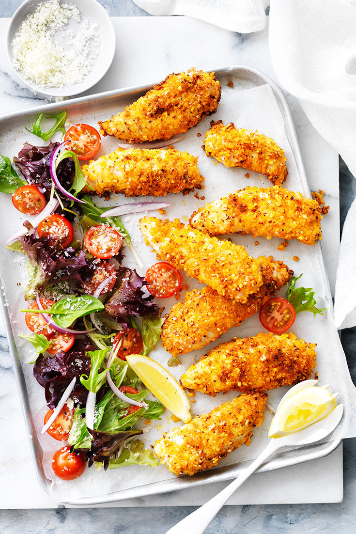 Baked Chicken Tender Recipes
 Easy crunchy baked chicken tenders salad