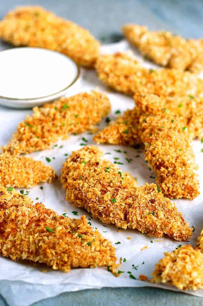 Baked Chicken Tenders Recipes No Breading
 Truly Golden Crunchy Baked Chicken Tenders Minimum Mess