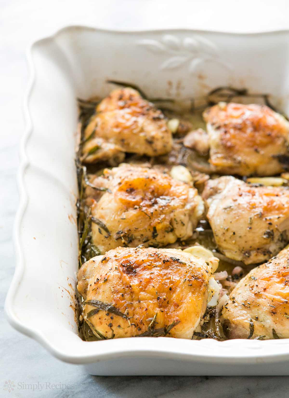 Baked Chicken Thigh Recipe
 Herb Roasted Chicken Thighs with Potatoes Recipe