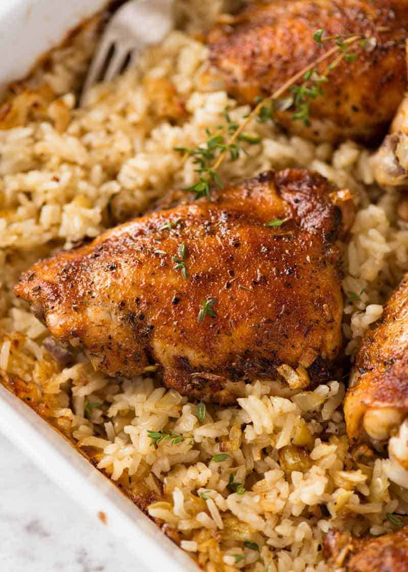 Baked Chicken Thighs And Rice
 Oven Baked Chicken and Rice
