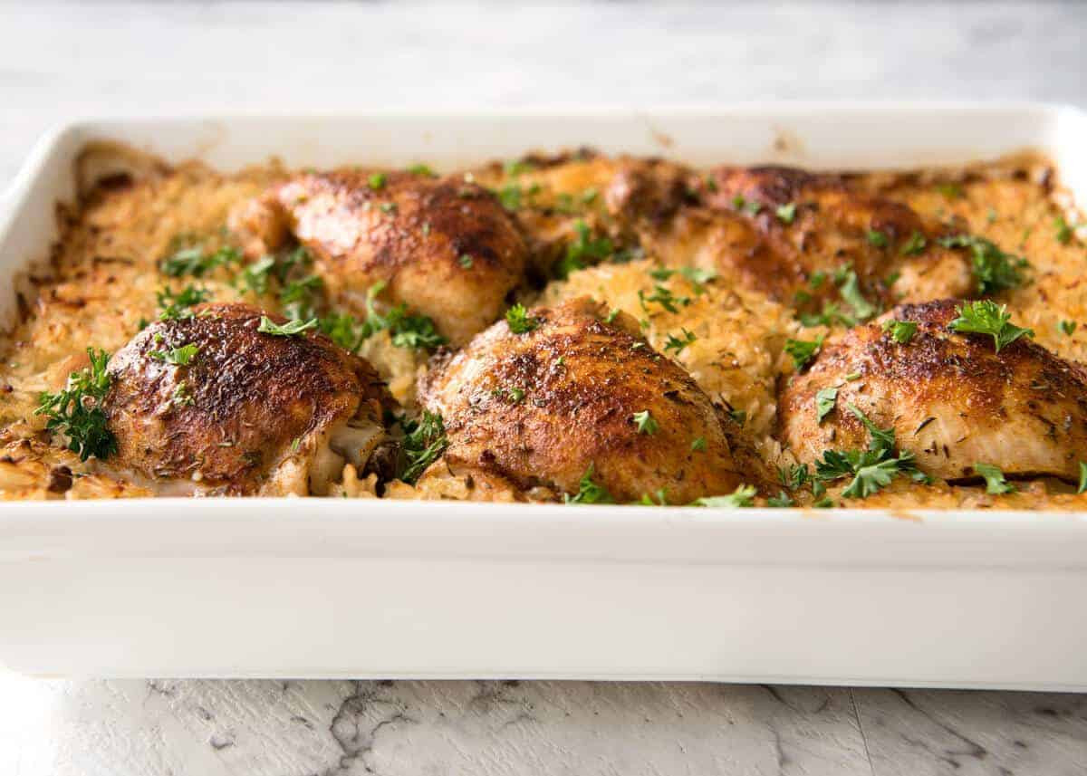 Baked Chicken Thighs And Rice
 Oven Baked Chicken and Rice No Stove