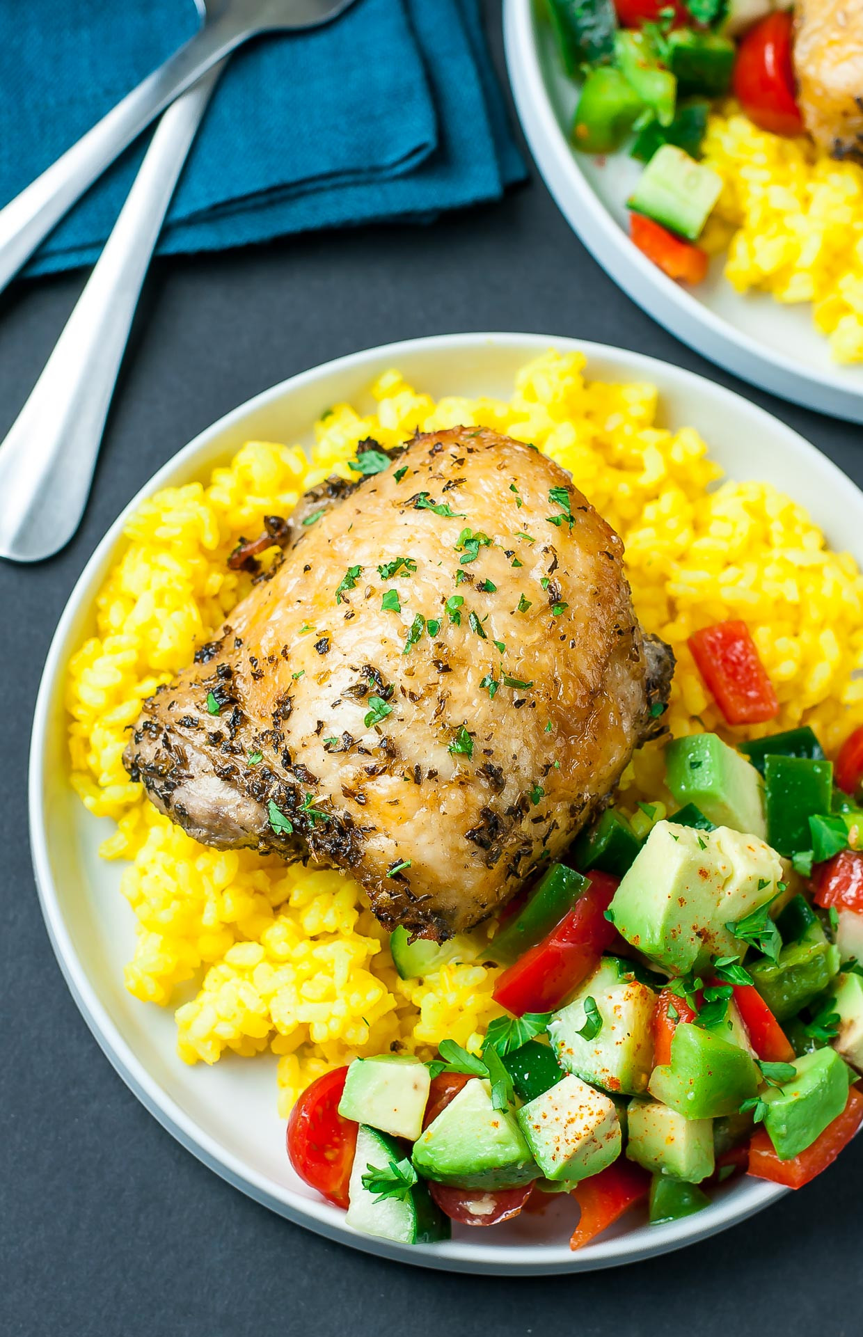 Baked Chicken Thighs And Rice
 Crispy Baked Chicken Thighs with Garlic Turmeric Rice