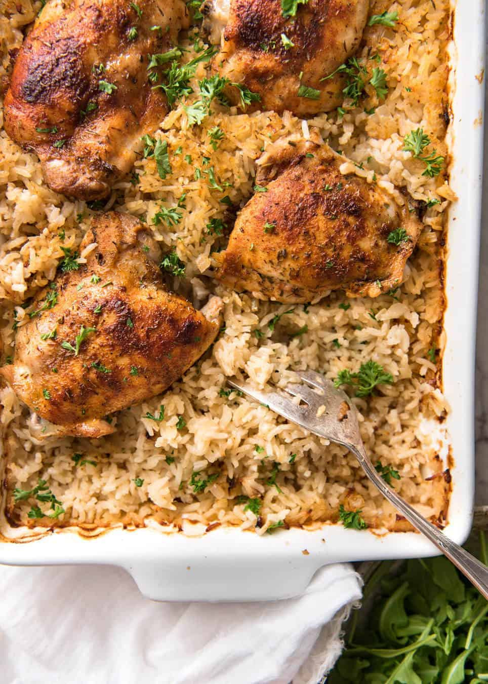 Baked Chicken Thighs And Rice
 Oven Baked Chicken and Rice No Stove