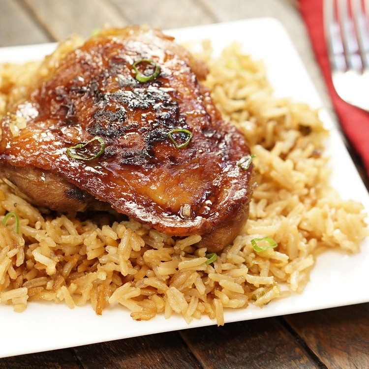 Baked Chicken Thighs And Rice
 Honey Soy Chicken & Rice Bake Recipe & Video