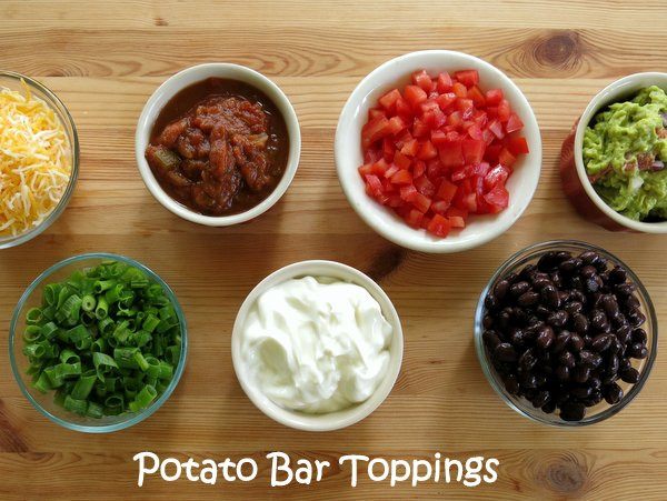 Baked Potato Bar Ideas
 Crock Pot Baked Potatoes and Topping Ideas The Dinner Mom