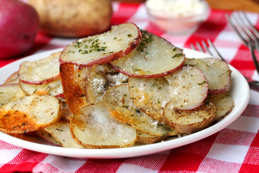 Baked Potato Slices
 Baked Herbs and Parmesan Potato Slices