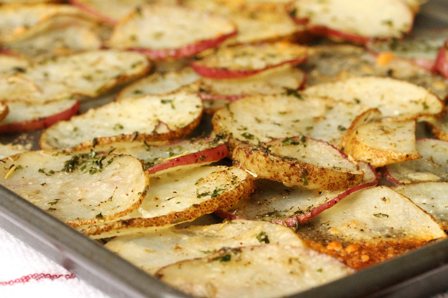 Baked Potato Slices
 Baked Herbs and Parmesan Potato Slices