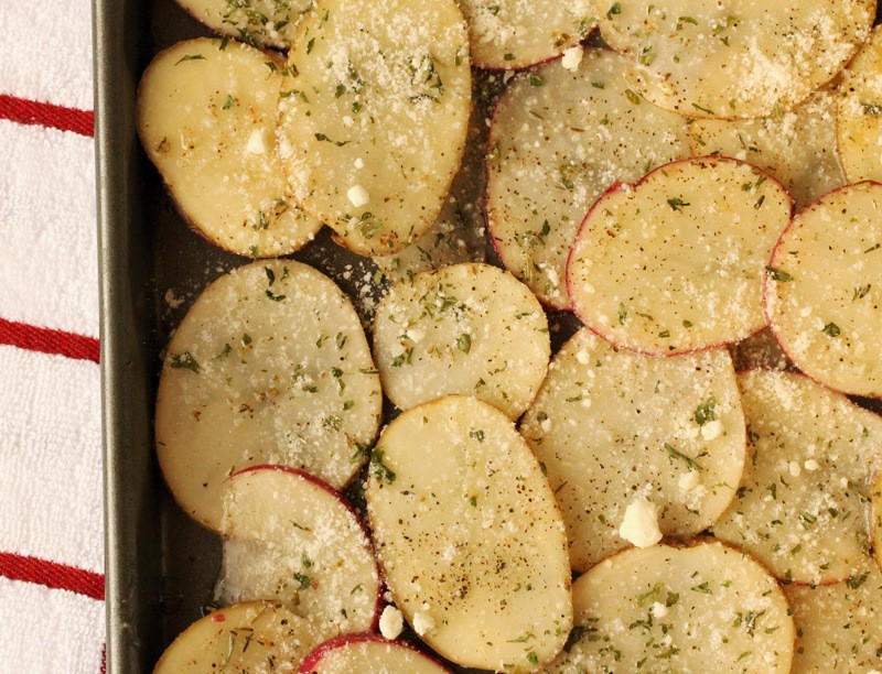 Baked Potato Slices
 Baked Herbs and Parmesan Potato Slices