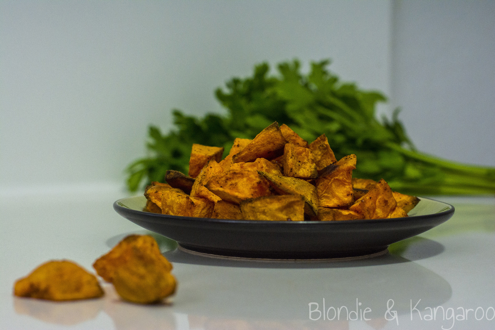 Baked Sweet Potato Cubes
 Baked sweet potato cubes Blon & Kangaroo