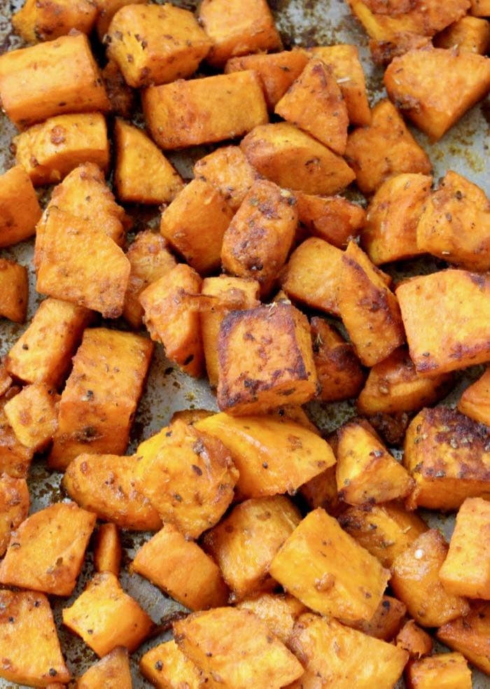 Baked Sweet Potato Cubes
 Oven Roasted Sweet Potatoes Recipe Veggie Society