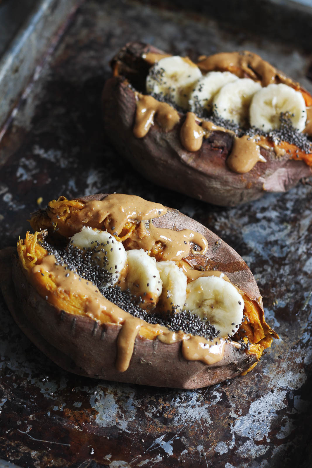 Baked Sweet Potato
 Breakfast Baked Sweet Potatoes with Almond Butter