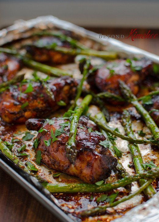 Balsamic Chicken Thighs
 Soy Balsamic Chicken Thighs with Asparagus