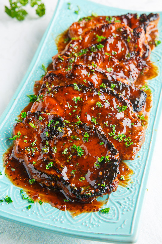 Balsamic Pork Chops
 Balsamic Honey and Mustard Pork Chops on Closet Cooking