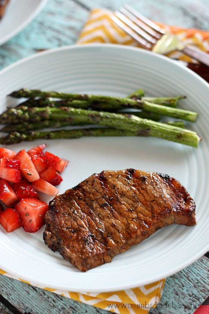 Balsamic Pork Chops
 Grilled Balsamic Pork Chops with Strawberry Relish