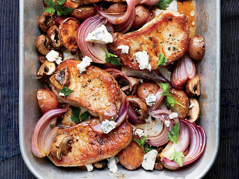 Balsamic Roasted Vegetables
 Pork Chops & Balsamic Roasted Ve ables & Gorgonzola