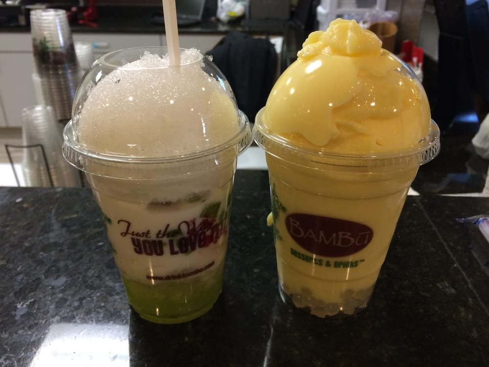 Bambu Desserts &amp; Drinks
 6 Chè trái cây left and Mango Dazzle w Lychee Popping