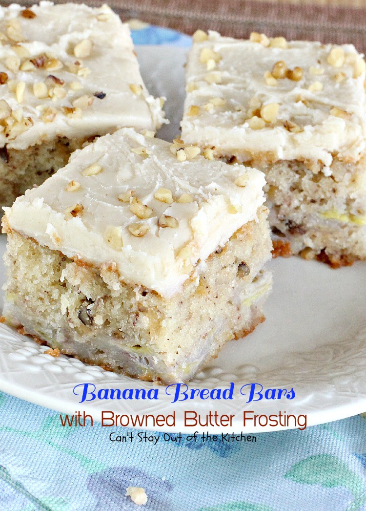 Banana Bread Bars
 Banana Bread Bars with Browned Butter Frosting Can t