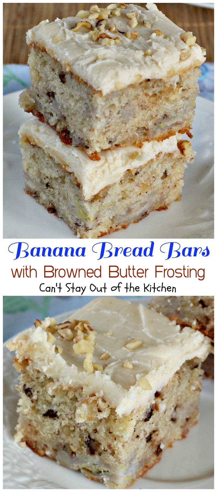 Banana Bread Bars
 Banana Bread Bars with Browned Butter Frosting Can t