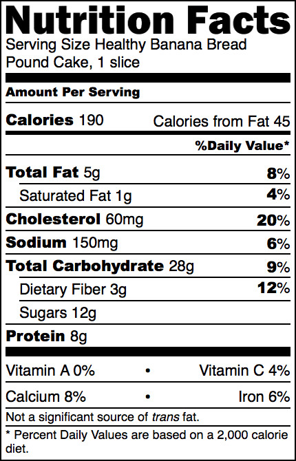 Banana Bread Nutrition
 Healthy Banana Bread Pound Cake