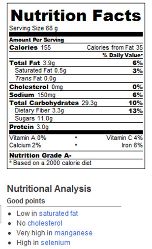 Banana Bread Nutrition
 Banana Bread Calories and Nutrition Facts – Chocolate