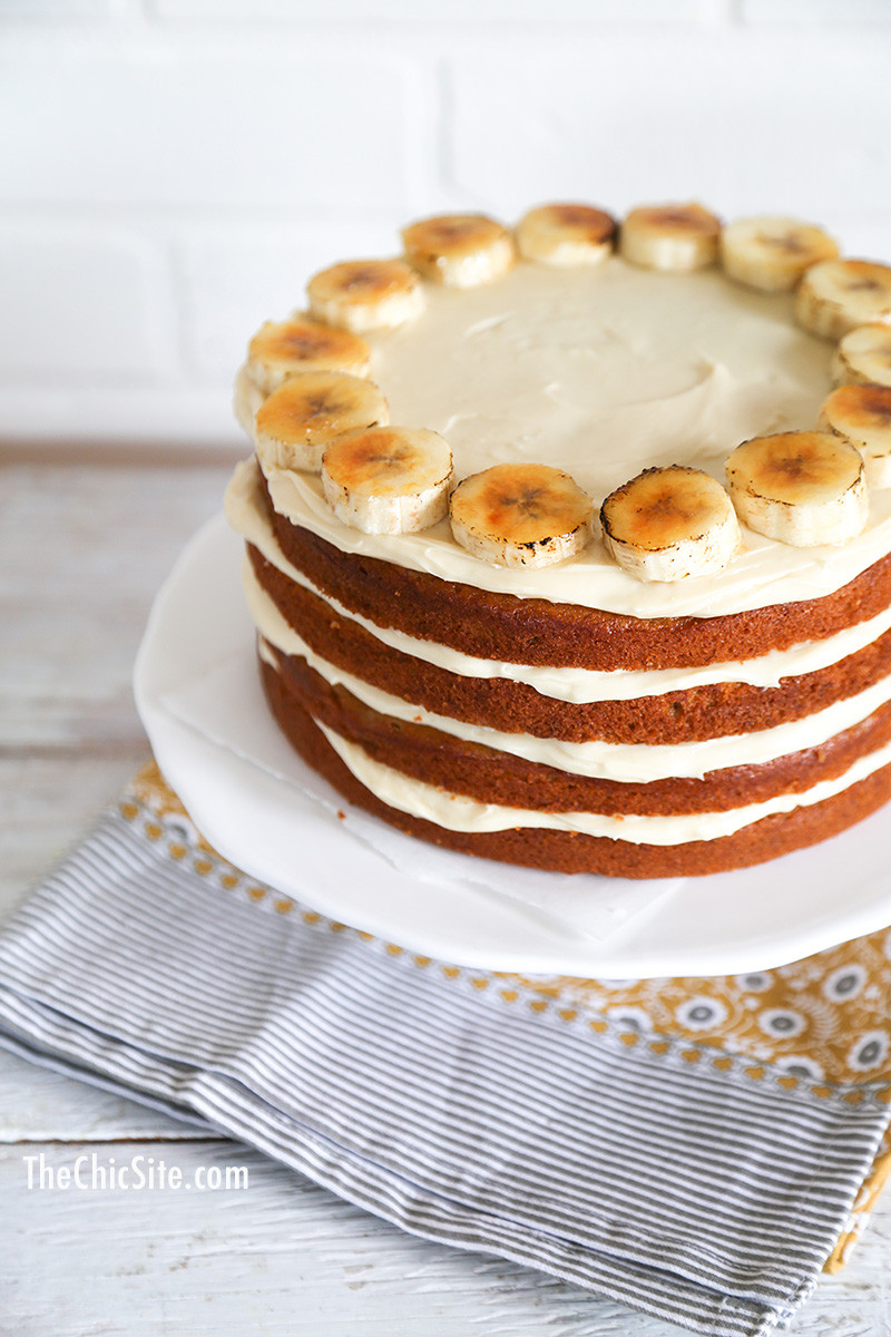 Banana Cream Cake
 Banana Cake with Cream Cheese Frosting The Chic Site