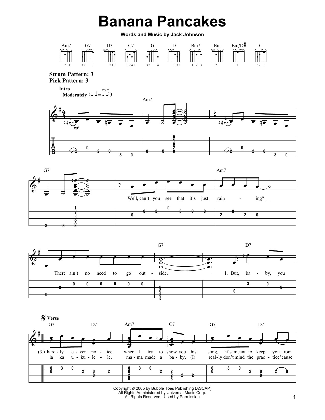 Banana Pancakes Lyrics
 Banana Pancakes sheet music by Jack Johnson Easy Guitar