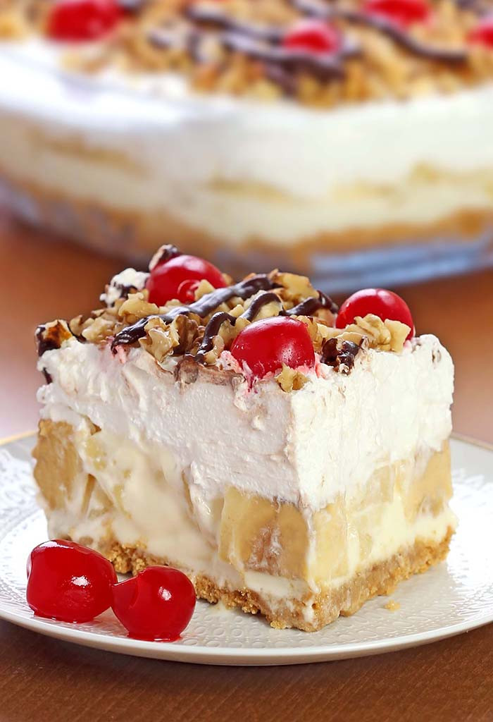 Banana Split Dessert
 No Bake Banana Split Dessert Sugar Apron