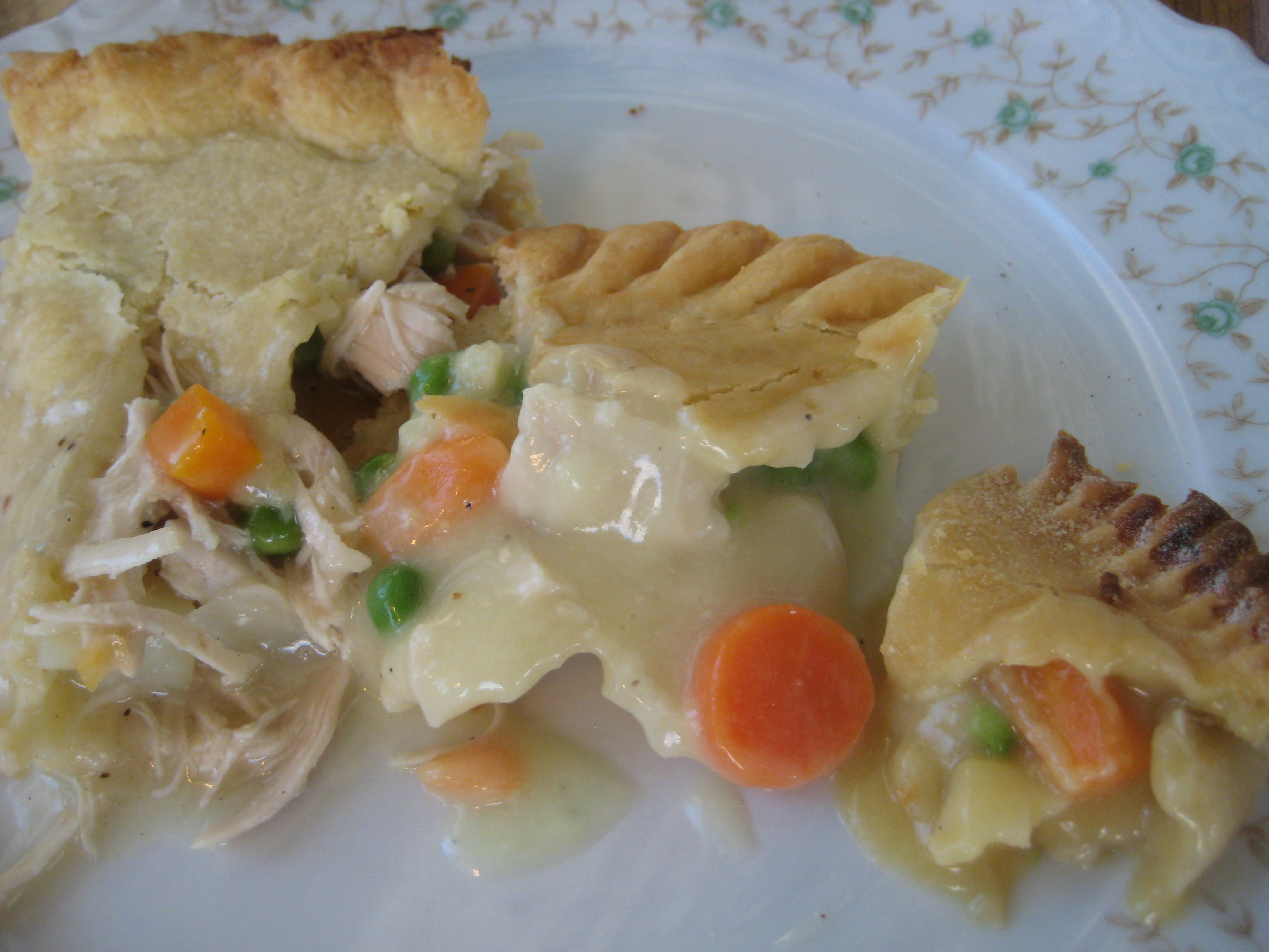 Banquet Chicken Pot Pie
 From left to right Pieces of homemade Marie Callender’s