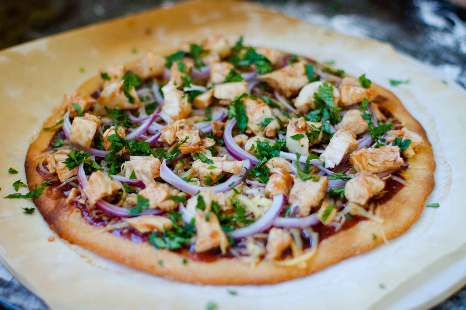 Barbeque Chicken Pizza
 Barbecue Chicken Pizza on Paleo Pizza Crust