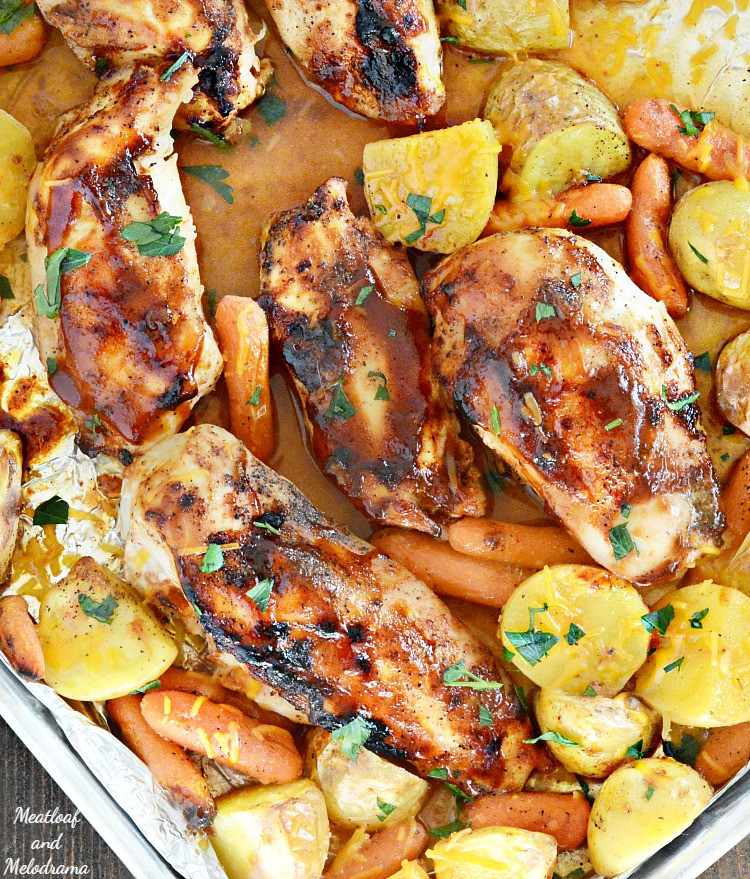 Bbq Chicken Dinner
 Sheet Pan Honey Mustard Chicken Dinner Meatloaf and